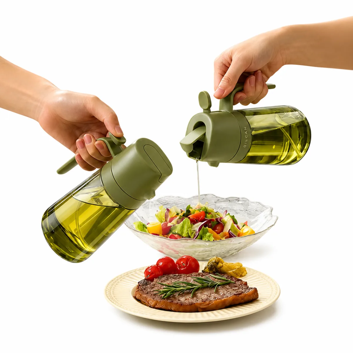 2-in-1 Glass Oil Sprayer & Pourer Bottle – 470ml