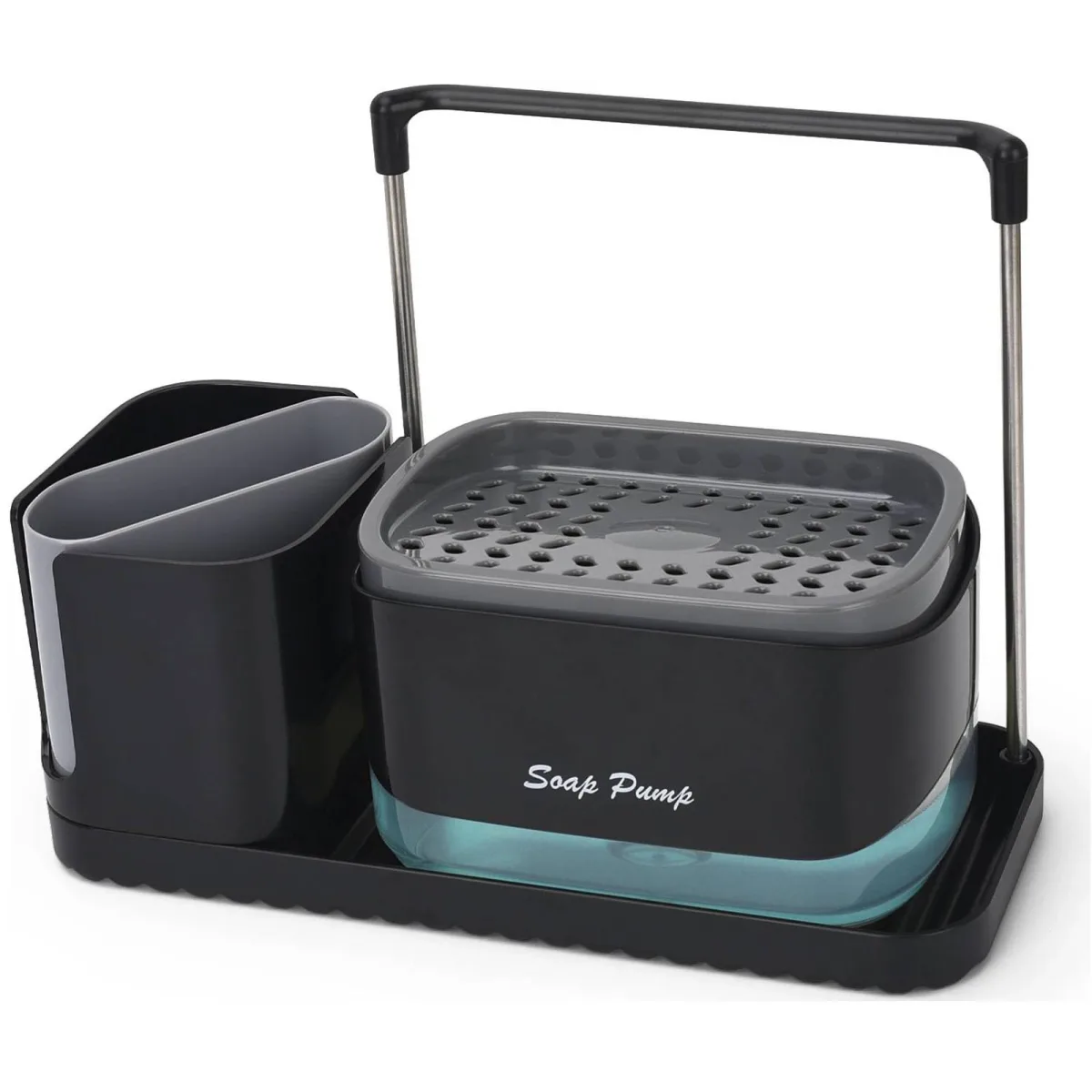Wekends Kitchen Soap Dispenser Set with Sponge Holder & Organizer Tray