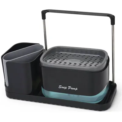 Wekends Kitchen Soap Dispenser Set with Sponge Holder & Organizer Tray