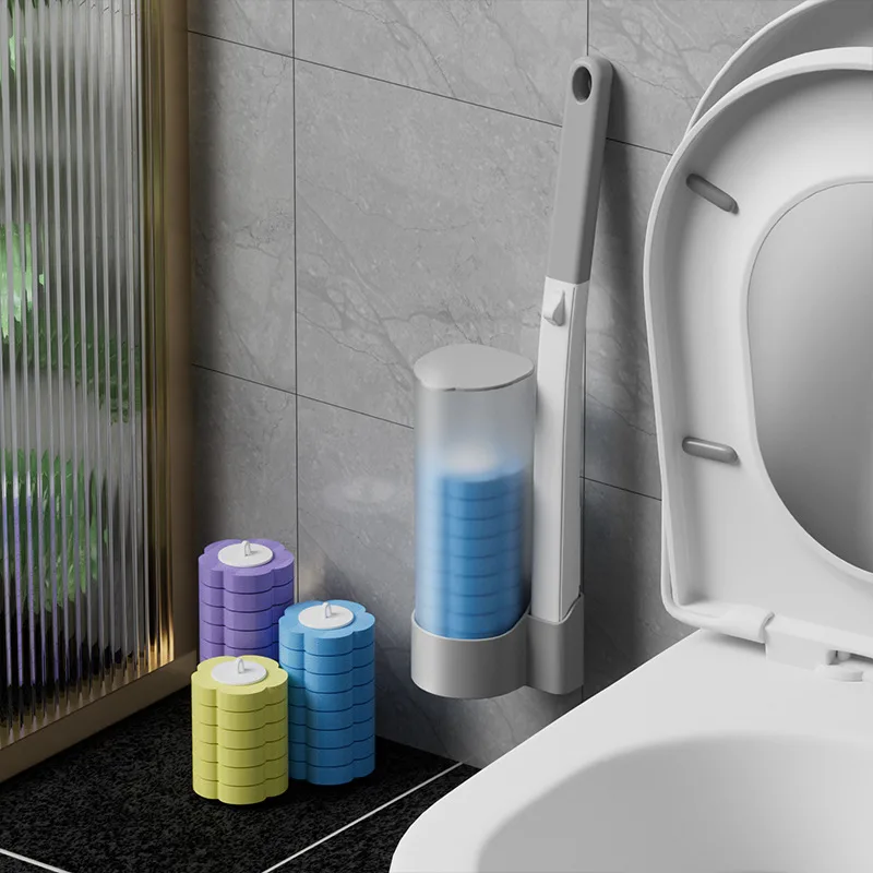 Disposable Toilet Cleaning Brush Kit with 24 Refill Heads & Wall Holder