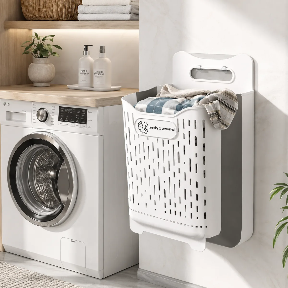 Foldable Wall Mounted Laundry Basket – Extra Large