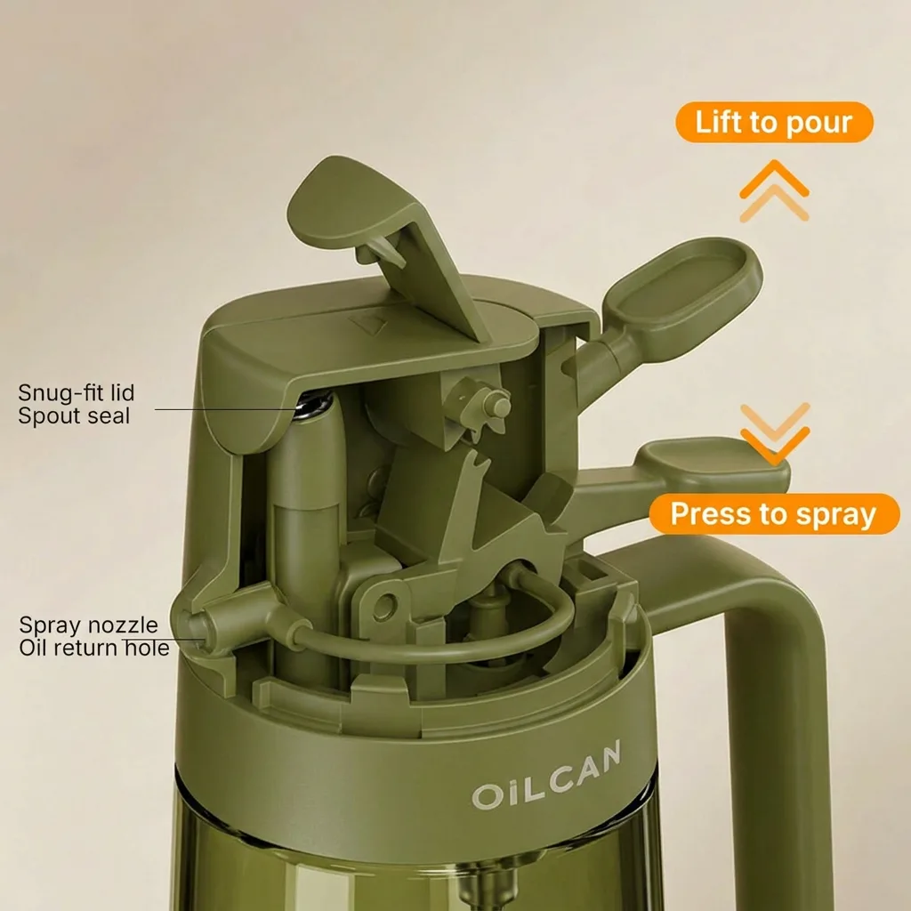 2-in-1 Glass Oil Sprayer & Pourer Bottle – 470ml