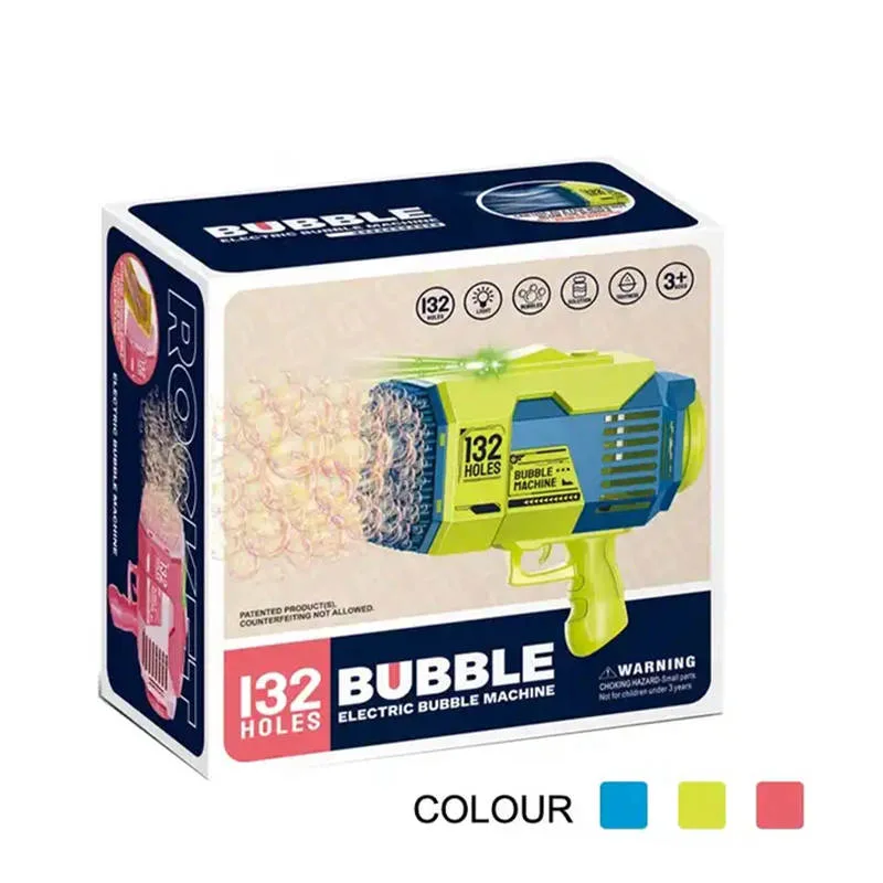 132-Hole Electric Bubble Bazooka Gun Rechargeable Battery with light