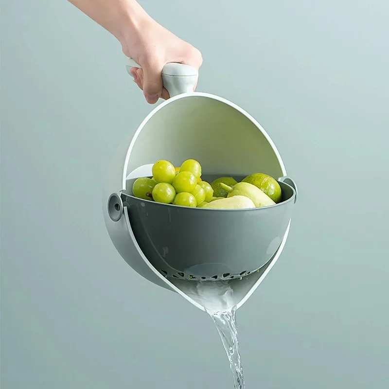 2-in-1 Rotating Fruit & Vegetable Drain Basket