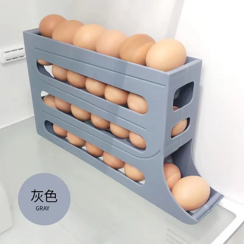 4-Tier Automatic Rolling Egg Storage Organizer for Refrigerator – 30 Egg Capacity