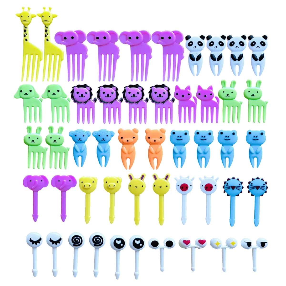 100 PCS Cute Animal Fruit Fork Picks for Kids