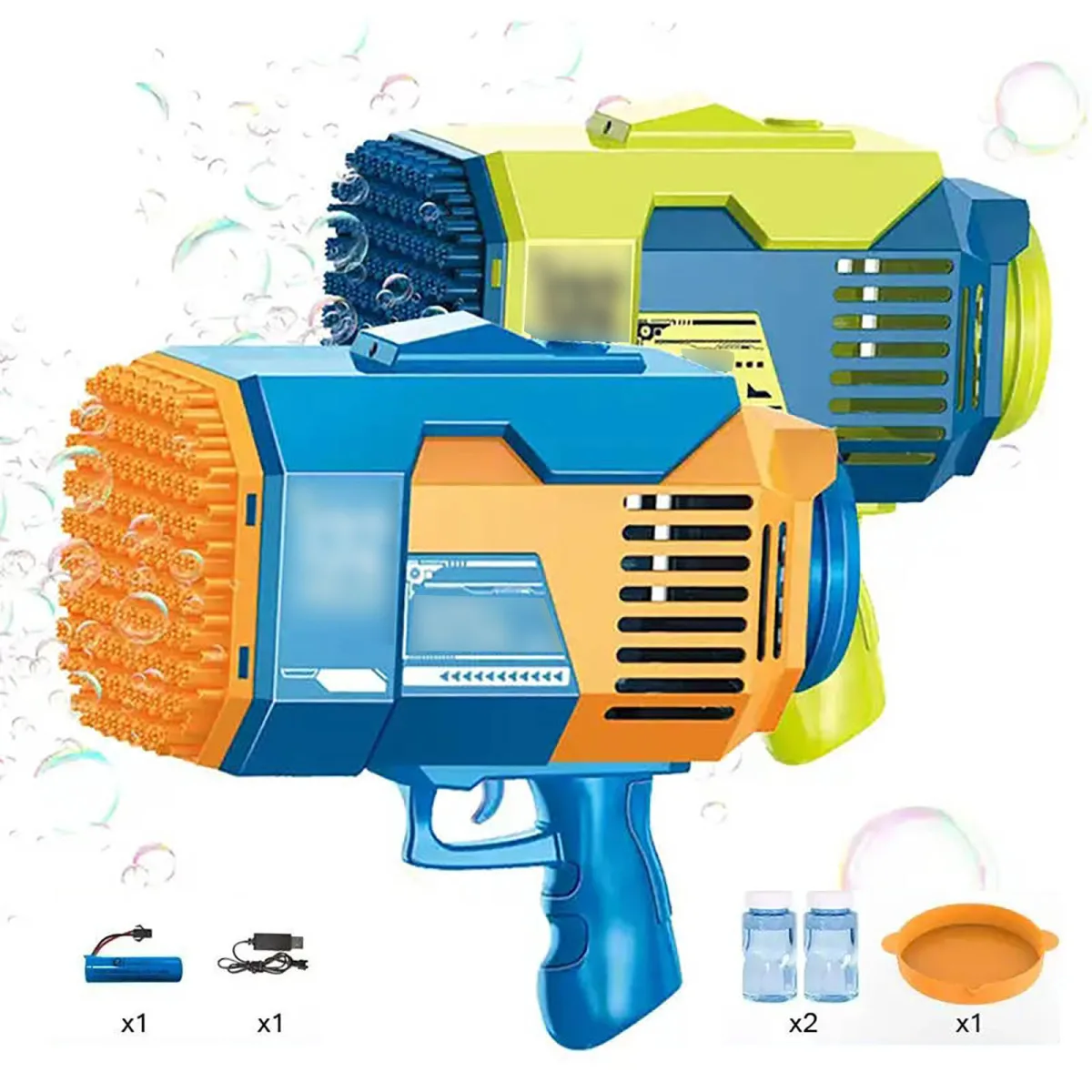 132-Hole Electric Bubble Bazooka Gun with Lights & Rechargeable Battery