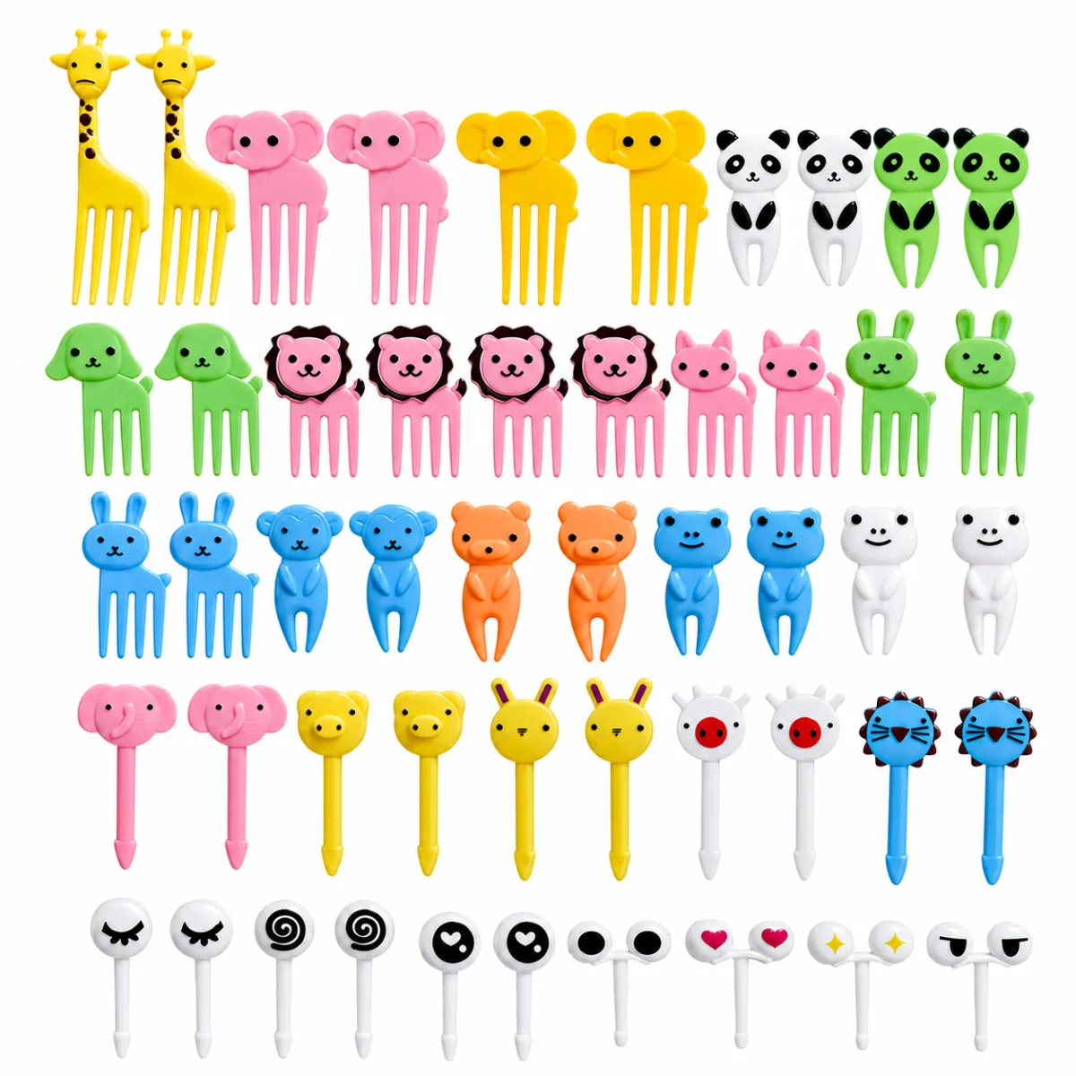 100 PCS Cute Animal Fruit Fork Picks for Kids