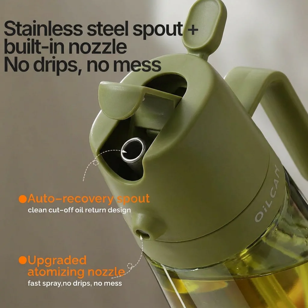 2-in-1 Glass Oil Sprayer & Pourer Bottle – 470ml