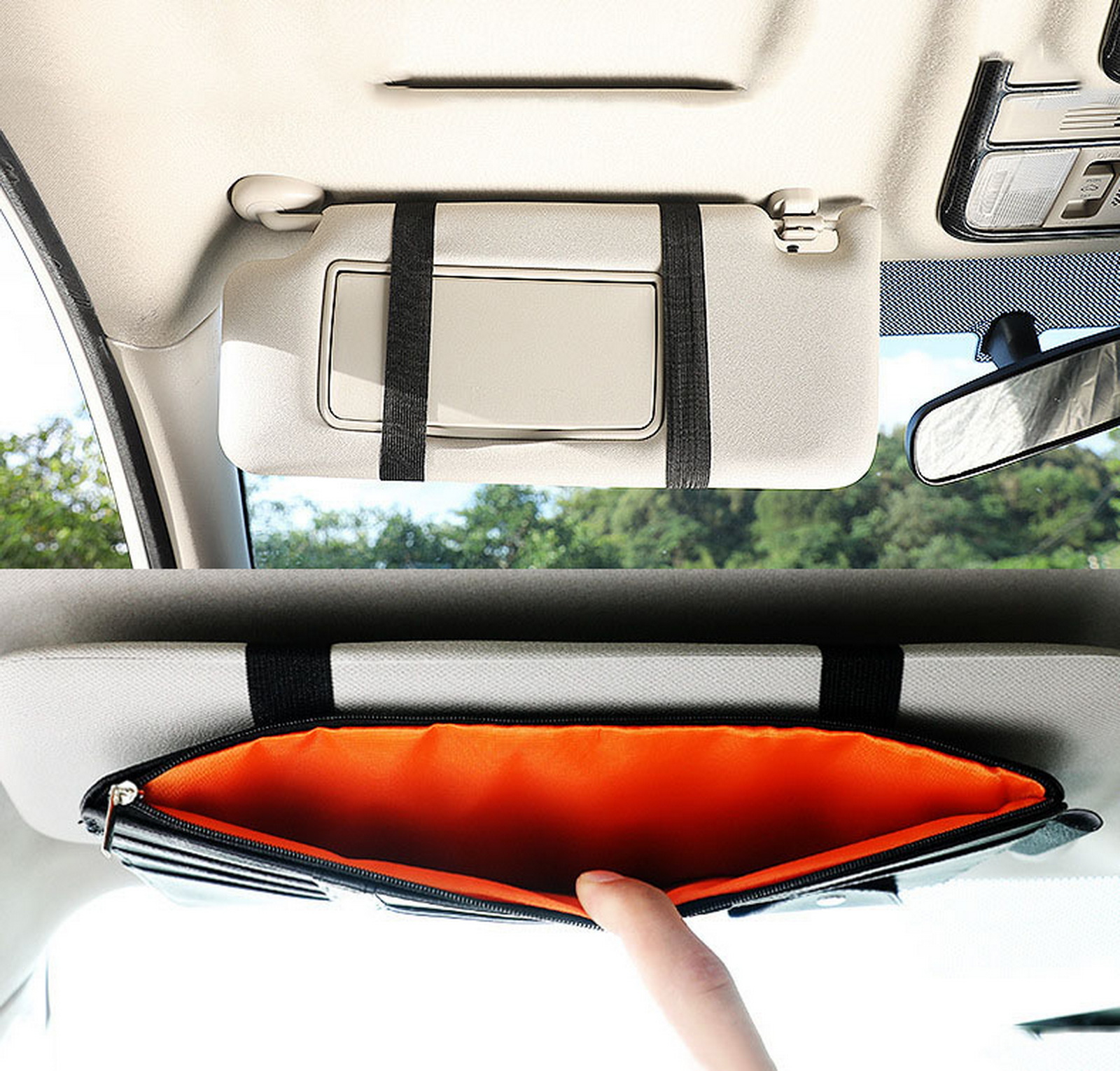 Sun Visor Multi-Pocket Caddy with Zippered